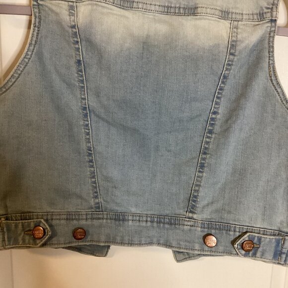 Liquid X Women's Youth Denim Jean Sleeveless Vest Size S/P Layering Hippie Y2K - Picture 6 of 8
